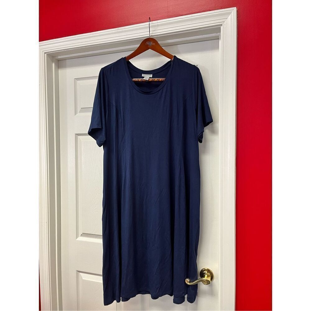 Catherine’s Navy Slinky Sheath MIDI T-Shirt MIDI Dress sz 2X NWOT